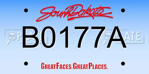 B0177A South Dakota License Plate