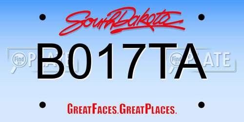 B017TA South Dakota License Plate