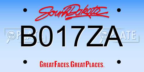 B017ZA South Dakota License Plate