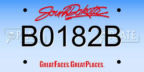 B0182B South Dakota License Plate