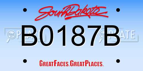 B0187B South Dakota License Plate