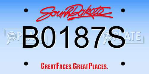 B0187S South Dakota License Plate
