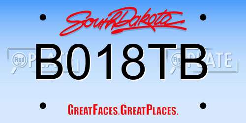 B018TB South Dakota License Plate