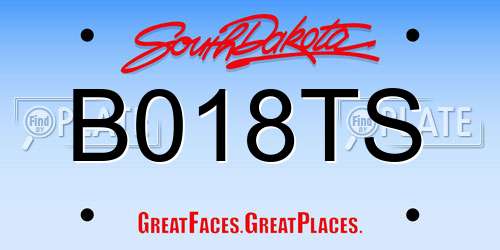 B018TS South Dakota License Plate