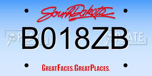 B018ZB South Dakota License Plate