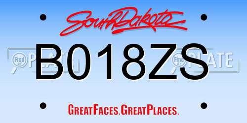 B018ZS South Dakota License Plate