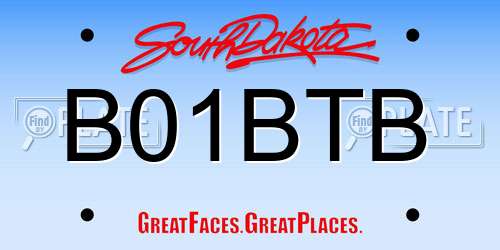 B01BTB South Dakota License Plate