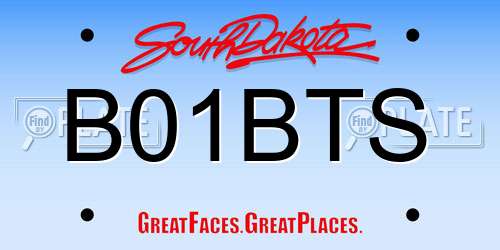 B01BTS South Dakota License Plate