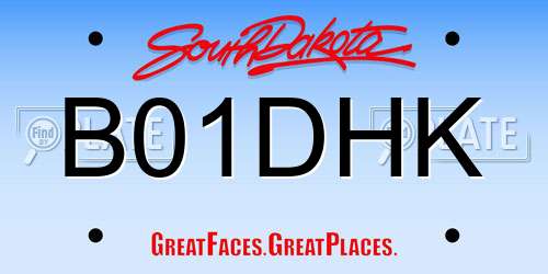B01DHK South Dakota License Plate