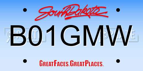 B01GMW South Dakota License Plate