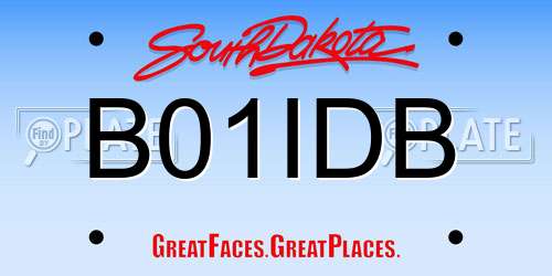 B01IDB South Dakota License Plate