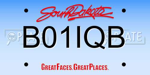 B01IQB South Dakota License Plate