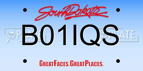 B01IQS South Dakota License Plate