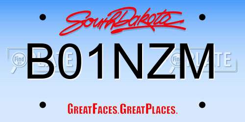 B01NZM South Dakota License Plate