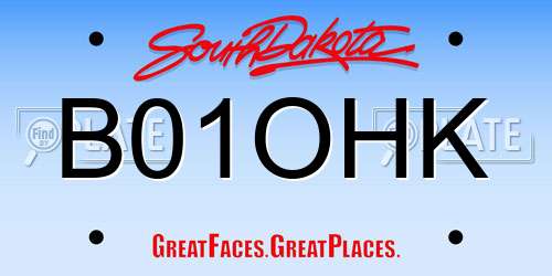 B01OHK South Dakota License Plate