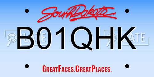 B01QHK South Dakota License Plate