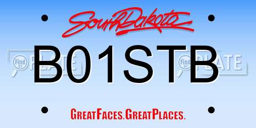 B01STB South Dakota License Plate