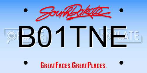 B01TNE South Dakota License Plate