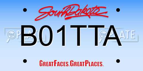B01TTA South Dakota License Plate