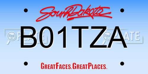 B01TZA South Dakota License Plate