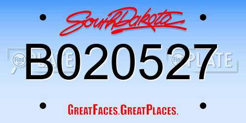 B020527 South Dakota License Plate