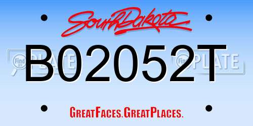 B02052T South Dakota License Plate