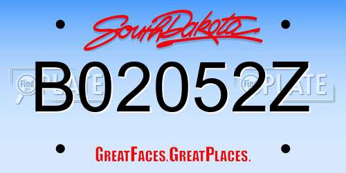 B02052Z South Dakota License Plate