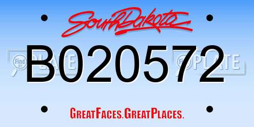 B020572 South Dakota License Plate