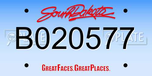 B020577 South Dakota License Plate