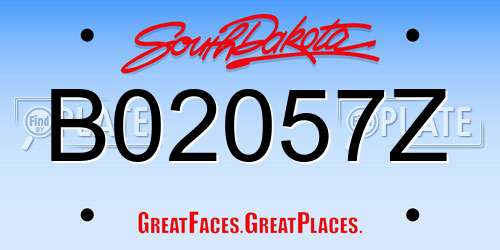 B02057Z South Dakota License Plate