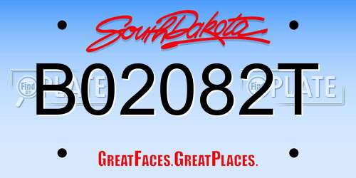 B02082T South Dakota License Plate