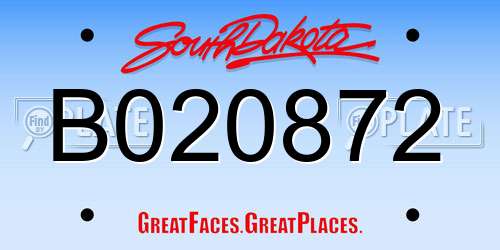 B020872 South Dakota License Plate