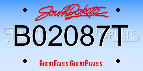 B02087T South Dakota License Plate