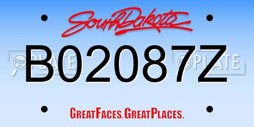 B02087Z South Dakota License Plate