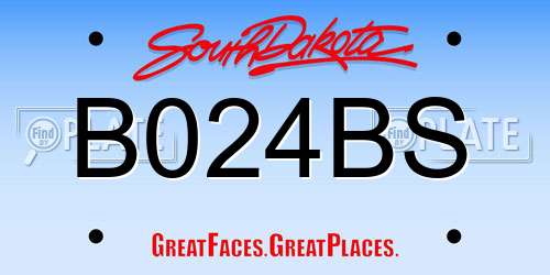 B024BS South Dakota License Plate
