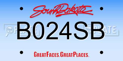 B024SB South Dakota License Plate