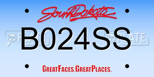 B024SS South Dakota License Plate