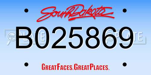 B025869 South Dakota License Plate