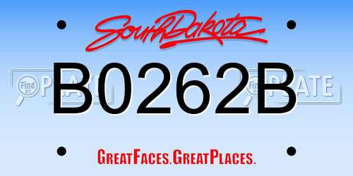 B0262B South Dakota License Plate