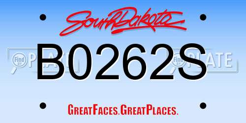B0262S South Dakota License Plate