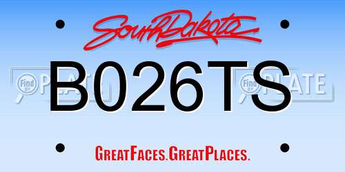 B026TS South Dakota License Plate