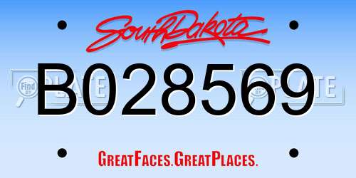 B028569 South Dakota License Plate
