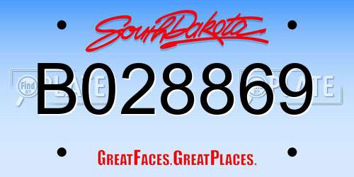 B028869 South Dakota License Plate