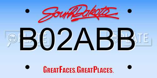 B02ABB South Dakota License Plate