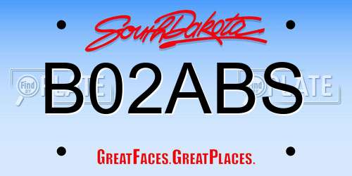 B02ABS South Dakota License Plate