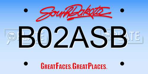 B02ASB South Dakota License Plate