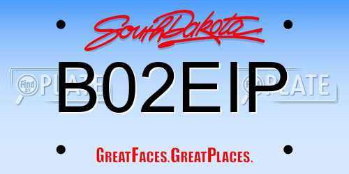 B02EIP South Dakota License Plate