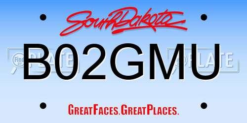 B02GMU South Dakota License Plate