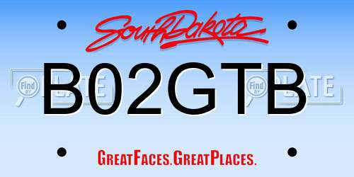 B02GTB South Dakota License Plate