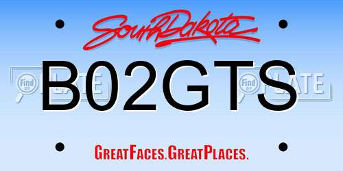 B02GTS South Dakota License Plate
